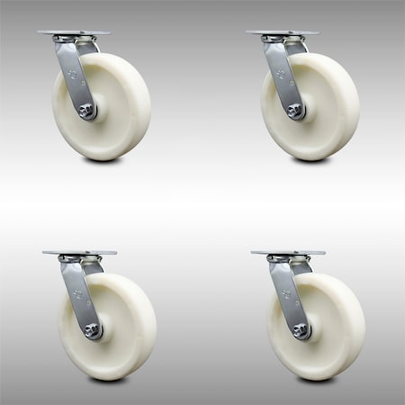 8 Inch Stainless Steel Nylon Swivel Caster Set With Roll Bearing And Swivel Lock